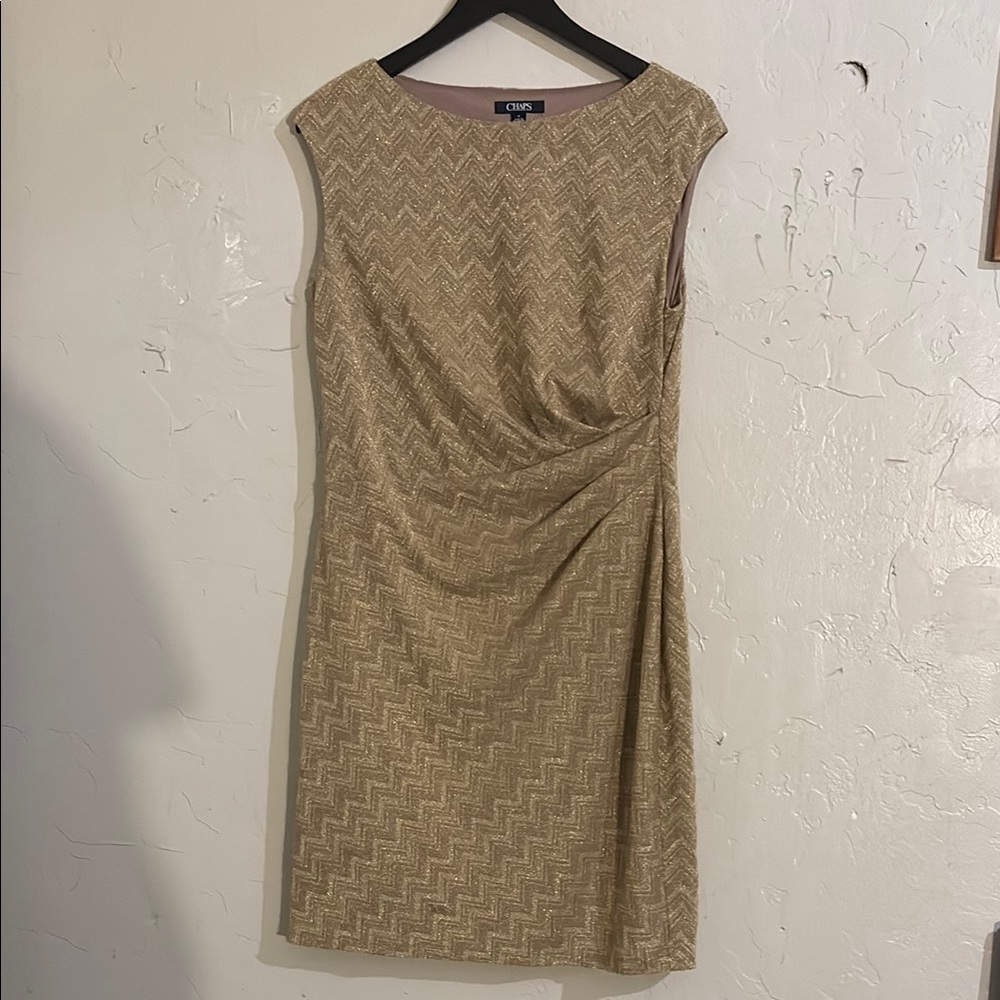 Chic Tan Chevron Dress